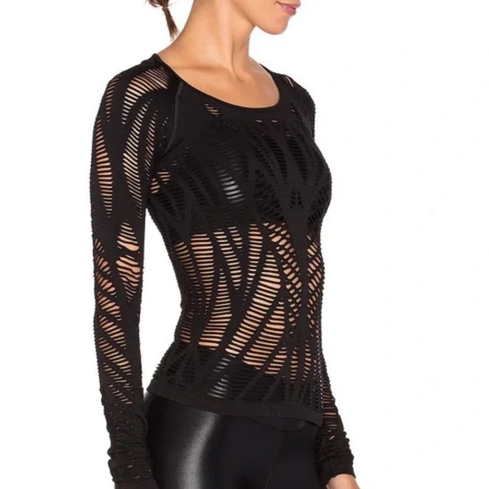Alo Yoga wanderer long sleeve black cutout athletic tee top S